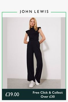 With a decidedly sartorial silhouette, this pair of tailored trousers from Mint Velvet sit high on the hips and have a wide-legged fit.   Soft and fluid in a viscose fabric, they are longer in length and can be worn with patterns and prints thanks to their plain design. Velvet Palazzo, Wide Leg Trousers Black, Palazzo Trousers, Mint Velvet, Plain Design, Viscose Fabric, Tailored Trousers, Women's Trousers