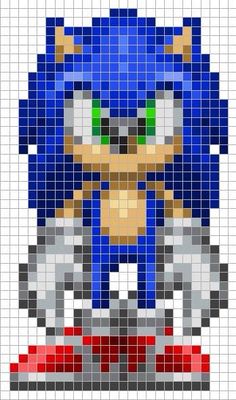 sonic the hedge pixel art on a white background