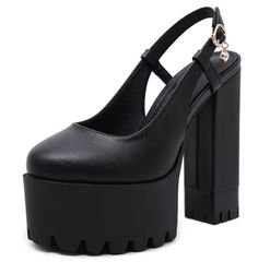 Gender: Women Item Type: Pumps With Platforms: Yes Heel Height: Super High (8cm-up) Outsole Material: Rubber Pump Type: Slingbacks Insole Material: PU Closure Type: Buckle Strap is_handmade: Yes Heel Type: Square heel Platform Height: 5-7cm Toe Shape: Round Toe Occasion: Casual Fashion Element: Platform Season: Spring/Autumn Style: Fashion Season: Spring,Summer,Autumn Leather Style: Soft Leather Heel Height: 15cm Platform Height : 5.5cm Black Slingback Pumps With Platform And Block Heel, Evening Platform Slingback Pumps With Round Toe, Evening Slingback Pumps With Platform And Round Toe, Black Platform Closed Toe Slingback Pumps, Black Closed Toe Platform Slingback Pumps, Black Platform Slingback Pumps Closed Toe, Black Platform Slingback Pumps, Mens Wedding Ties, Square Heels