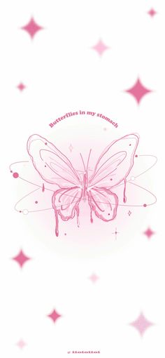 a pink butterfly with stars around it and the words believe on my wings written below