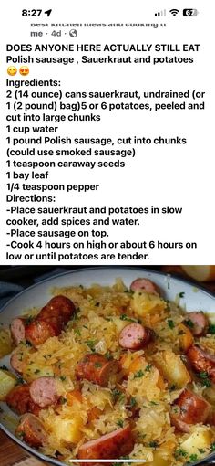 the recipe for this dish has sausages and potatoes