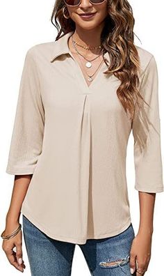 Formal Tops For Women, Ladies Tops Blouses, Business Casual Top, Tops For Women Casual, Basic Blouses, Tunic Tops Casual, Casual Wear Women, Casual Tops For Women