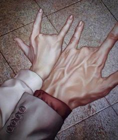 a painting of someones hands reaching out to touch the ground with their arms and legs