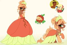 the princess and her pony friends are dressed up