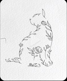 a drawing of a dog with flowers in its mouth