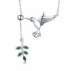 Do you love hummingbirds? We do too! This beautiful jewelry will let you keep them close to your heart every day, that's why we love it so much and had to share it with you. You choose: get the necklace, earrings or the ring or the set. High quality, beautiful jewelry to make your life just a little better is something we specialize in. You will love it or you can return it. We're pretty sure you're going to love these beautiful works of art crafted of solid 925 sterling silver with AAA CZ for a Hummingbird Jewelry, Hummingbird Necklace, Hummingbird Pendant, Dangle Necklaces, Bird Pendant, Sterling Silver Necklace Pendants, Silver Spring, Leaf Necklace, Leaf Pendant