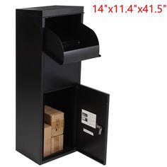 The item type is Mailbox ,Material is Galvanized Steel ,Fixings Supplied is Yes , Mounting is Free Standing , Lock Type is Coded Lock , Style is Modern , Application is Commercial, Residential , Features is Lockable, Weather Resistant , Package Include: 1x Package Delivery Box With kit Parcel Drop Box, Modern Trim, Large Mailbox, Mail Slot, Modern Mailbox, Wall Mount Mailbox, Mounted Mailbox, Package Delivery, Home Improvement Store