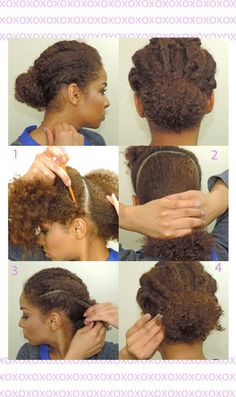 CLICK FOR MORE STYLES Five Minute Hairstyles, Long To Short Hair, Bun Styles, Hair Tutorials Easy, Natural Hair Journey