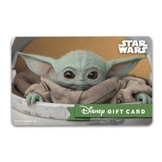 a star wars baby yoda gift card with an image of the child in it