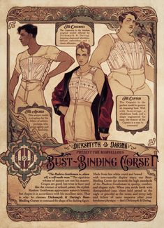 an old fashion advertisement with men's clothing in different styles and sizes, including the bust - to - bust dress