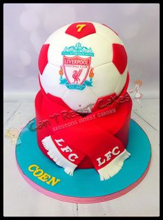 a birthday cake with a soccer ball on top