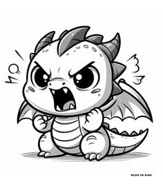 an angry cartoon dragon sitting on the ground