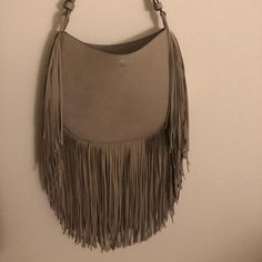 Tory Burch Suede Fringe Hobo Bag In French Gray. Christmas Gift. Never Been Worn Or Used. Just Isn’t My Style :/ Luxury Fringe Tote Shoulder Bag, Luxury Travel Shoulder Bag With Tassels, Luxury Shoulder Bag With Fringe, Elegant Top Handle Shoulder Bag With Tassels, Elegant Beige Bags With Tassels, Elegant Hobo Bag With Tassels, Designer Bags With Tassels, Luxury Fringe Bag For Shopping, Luxury Fringe Shoulder Bag