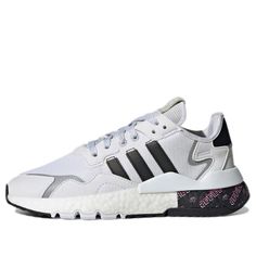 (WMNS) adidas Originals Nite Jogger 'White Black Gray' H01735 (SNKR/Women's) White Running Shoes With Three Stripes For Streetwear, White Running Shoes With Three Stripes For Light Sports, White Running Shoes With Three Stripes, Sporty White Running Shoes With Three Stripes Branding, White Sporty Running Shoes With Three Stripes, Sporty White Running Shoes With Three Stripes, White Running Shoes With Three Stripes For Sports, Adidas White Running Shoes For Streetwear, Nite Jogger