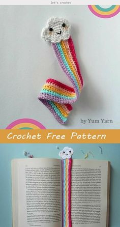 the crochet bookmark is made with yarn