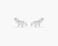 14K White Gold Ivy Lab-Created Diamond Climber Earrings. These delicate and chic lab-created diamond ivy earrings gracefully climbs through your earlobe and embellishes you with some organic sparkle. Ivy Earrings, Diamond Climber Earrings, Climbers Earrings, Climber Earrings, Lab Created Diamonds, Lab Grown, Lab Grown Diamonds, Ivy, Diamond Earrings