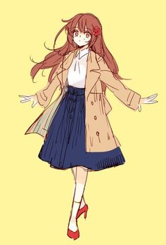 Casual Anime Outfits, Anime Clothes Reference, Drawing Anime Clothes, Fashion Design Drawings, 영감을 주는 캐릭터, Anime Sketch, Kawaii Girl, Anime Poses, Cute Characters