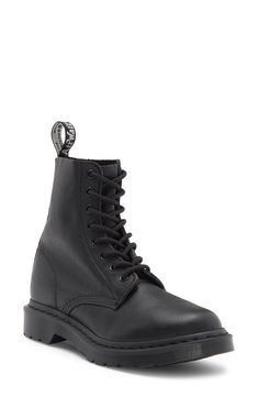 Show off signature style in this combat boot with monochromatic tip-to-toe black coloring and an AirWair-cushioned footbed with iconic lugged sole. And the supersoft Virginia leather requires no breaking in so you can enjoy comfort from the very first step. 1" heel; 1/2" platform Lace-up style Leather upper and lining/synthetic sole Imported Dr Martens 1460 Pascal, Sporty Sunglasses, Nordstrom Women, Breaking In, Combat Boot, New Balance Shoes, Boot Shoes Women, Signature Style, Dooney Bourke