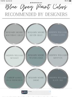 the blue grey paint colors that are recommended by designers, including sheryln moore, she