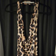 Animal Print Dress Cow Neck Front W Gold Chain Low Back Light Weight Can Be Work. With Jacket Or Without Stretchy Material Missguided Dress, Animal Print Dress, Back Light, Dresses Backless, Animal Print Dresses, Low Back, Stretchy Material, Gold Chain, Gold Chains