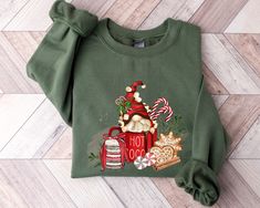 "Gnome Sweatshirt, Hot Cocoa Gnome Sweater, Pilgrim Gnome, Cute Gnomes Sweatshirt, Christmas Sweater, Funny Christmas Sweater, Christmas Gift ORDER INSTRUCTIONS ➤ Check and review all listing photos. ➤ Pick up your item's size and color from drop down menus. ➤ Choose the quantity. ➤ Click \"Add to Cart\" button. ➤ Fill in the personalization box as recommended if provided. ➤ You can go back to add more item or you can complete the checkout process. ➤ Click \"Proceed to Check Out\". WHICH SIZE FI Vintage Christmas Shirt, Nurse Sweater, Coffee Sweatshirt, Meowy Christmas, Dog Sweatshirt, Display Picture, Cat Sweatshirt, Womens Crewneck, Message Box