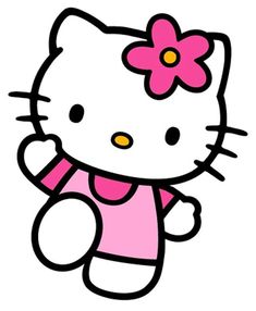 a hello kitty with a pink shirt and flower in her hair