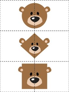 three bears cut out into squares to make them look like they are in the same direction