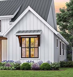 this is an artist's rendering of the modern farmhouse style house plans for small homes