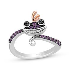 Sly and sparkly, Randall from Disney Pixar's Monsters, Inc. is featured in this ring from the Disney Treasures collection. Sterling silver and 10K rose gold with black rhodium Round-cut amethysts and black and white diamond accents Available exclusively at KAY Jewelers © Disney Disney Villan Rings Engagement, Disneyworld Ring, Disney Princess Rings Zales, Disney Engagement Rings Kay Jewelers, Disney Sterling Silver Jewelry In Silver, Gold Layered Bracelets, Neil Lane Engagement Rings, Disney Rings, Pearl Diamond Jewelry