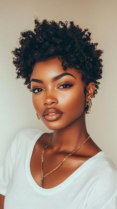 Short Haircuts for Black Women Short Natural Hair Care For Black Women, Short Curly Afro Black Women, Curly Short Hairstyles For Black Women, Short Hair Maintenance Black Women, Short Curly Blonde Hair Natural Black Women, Black Women Short Haircuts, Curly Twa, Short Curly Afro