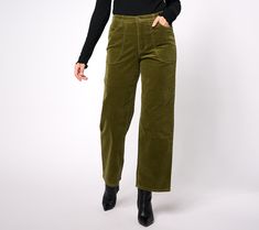 Fall-tastic! These corduroy pants are right on trend with a wide leg and flattering silhouette. From Canyon RetreatTM. Little Top Big Pants, Corduroy Wide Leg Pants, Olive Pants, Outfit Formulas, Pork Chop, Pocket Belt, Wide Leg Pant, Business Casual Outfits, Corduroy Pants