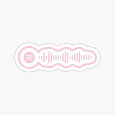 a pink and white sound wave sticker with the word'o'on it