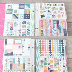 the inside pages of a planner book