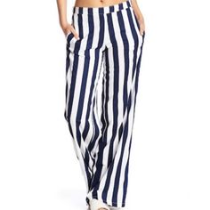 Nwt Onia Chloe Pant In Beach Stripe. Size Is M. Elastic Waist At Back. 100% Viscose. Last Picture Shows A Red Mark At Waistband. Chic Striped Wide Leg Pants For Beach, Spring Striped Beach Pants, Striped Pants For Beach In Spring, Chic Striped Bottoms For Vacation, Striped Pants For Spring Beach Occasions, Striped Pants For Spring Vacation, Striped High-waisted Vacation Pants, Chic Striped Bottoms For Beach Season, Striped High-waisted Pants For Vacation