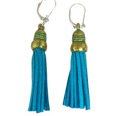 Blue tassel earrings boho look Luxury Bohemian Blue Earrings, Blue Tassel Earrings, Faux Leather Earrings, Blue Tassel, Boho Look, Earrings Boho, Boho Vibe, Leather Tassel, Leather Earrings