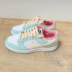 Never Worn, Plastic Still On Soles Cute Nike Dunks Low, Pastel Dunks, Cute Nike Dunks, Cute Dunks, Cute Everyday Shoes, Nike Shoes Woman, Nike Shoes Dunk Low, Dunks Shoes, Nike Shoes Women Fashion