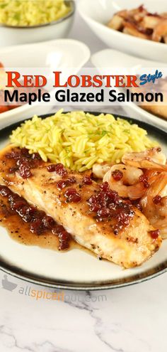 Red Lobster Style Maple Glazed Salmon Fillets Maple Glazed Chicken Red Lobster, Red Lobster Salmon Recipe, Lobster Artichoke Dip, Dinner Recipes With Shrimp, Shrimp Scampi Baked, Crab Pizza, Lingonberry Recipes, Recipes With Shrimp, Baked Lobster