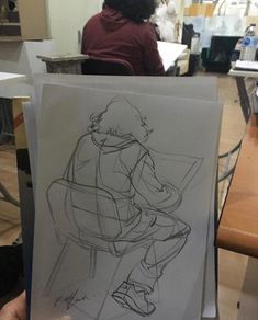 a drawing of a person sitting in a chair