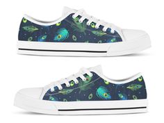 Super cute womens peacock shoes with a unique design ! Our custom made shoes are sure to attrack some attention! All of our sneakers are custom-made-to-order and handcrafted to the highest quality standards Check out more of our footwear here: https://www.etsy.com/shop/unicornshoesshop/ Product Name: Womens Peacock Shoes | Peacock Sneakers | Peacock Print Pattern | Peacock Gifts | Custom Low Top Converse Style Sneakers For Women & Men Product Features; ▶ Full canvas double sided print with r Peacock Shoes, Unicorn Shoes, Peacock Gifts, Bee Shoes, Happy Shoes, Low Top Converse, Custom Made Shoes, Converse Style, Peacock Print