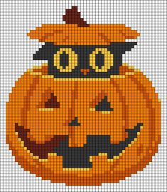 a cross stitch pattern with a jack - o'- lantern in the shape of a pumpkin