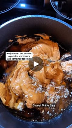 a pan filled with food sitting on top of a stove