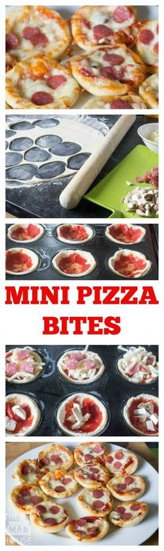 mini pizza bites are being made in the oven and ready to be eaten for lunch