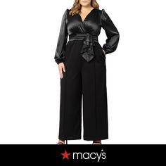 in stock Sleek Evening Jumpsuits And Rompers For Fall, Elegant Jumpsuits And Rompers For Evening In Fall, Elegant Evening Jumpsuits And Rompers For Fall, Long Windows, Spandex Pants, Glam Wedding, Wide Leg Jumpsuit, Lantern Sleeves, Black Jumpsuit