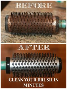 the before and after pictures of a hair brush