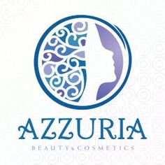 the logo for azzuria beauty cosmetics, which has been designed to look like a woman