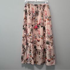 Johnny Was Wanderlust Maxi Skirt Nwt! Floral/Bird Print Elastic Waist With Drawstring, Tassel Detail Ruffles Fully Lined Size - Large Approximate Measurements: Waist - 17.5" (Laying Flat) Length - 37" Skirt Floral, Floral Maxi Skirt, Bird Print, Johnny Was, Bird Prints, Ruffles, Maxi Skirt, Elastic Waist, Womens Skirt