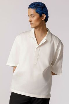 An oversized cotton casual shirt, designed with half sleeves and featuring a half-placket detail. Fit:Comfort fitColour: Off whiteFabric: Glaze cotton Shirt Side View, Half Sleeve Shirt, Half Sleeve Shirts, Casual Shirt, White Fabrics, Half Sleeves, White Cotton, Sleeve Shirt, Casual Shirts