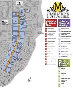 a map showing the location of charleston's museum mile