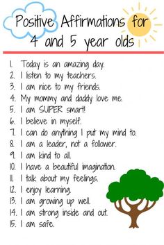 Preschool Affirmations, Positiva Ord, Preschool Behavior