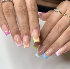 Unghie Sfumate, French Tip Acrylic Nails, Short Square Acrylic Nails, Acrylic Nails Coffin Short, Short Acrylic Nails Designs, Square Acrylic Nails